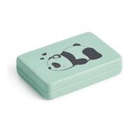 Back2Fun - Joyero niñas con espejo, Organizador de 4 compartimentos, Interior aterciopelado, Estuche para pequeñas joyas de 100 x 70 x 20 mm, Panda