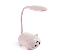 Back2Fun - Lámpara de escritorio infantil con forma de gatito, Luz LED cálida, Cuello flexible, Minilámpara portátil para niños recargable USB, Pensada como luz de noche o para estudiar
