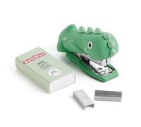 Back2Fun - Mini grapadora infantil de goma suave con 400 grapas Nº10, Diseño divertido y compacto, Regalo escolar original, Papelería bonita para niños, niñas y uso diario en el cole