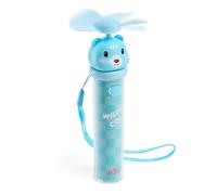 Back2Fun - Mini Ventilador Portátil de Mano con 3 Velocidades, Batería Recargable USB-C con hasta 2 Horas De Autonomía, Aspas Seguras y Asa de Tela para Colgar, Tamaño Ø22x130 mm, Osito