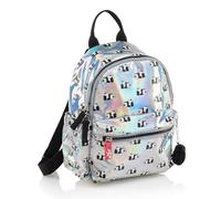 Back2Fun - Mochila mini escolar 5L para niños y niñas, Ligera, Con compartimentos prácticos y pompón decorativo, Una gran opción para la guardería e infantil, Holográfica
