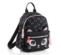 Back2Fun - Mochila mini escolar 5L para niños y niñas, Ligera, Con compartimentos prácticos y pompón decorativo, Una gran opción para la guardería e infantil, Gatita