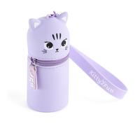 Back2Fun - Monedero con Llavero y Mini Cubilete, Portatodo Infantil de Silicona Suave 3 en 1, Gancho Metálico y Asa Grande para Colgar de la Muñeca, Estuche Ø45 X 115 mm, Estilo Kawaii, Gatita
