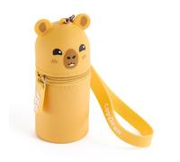 Back2Fun - Monedero con Llavero y Mini Cubilete, Portatodo Infantil de Silicona Suave 3 en 1, Gancho Metálico y Asa Grande para Colgar de la Muñeca, Estuche Ø45 X 115 mm, Estilo Kawaii, Capibara