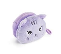 Back2Fun - Monedero Peluche, Tamaño 95 x 95 x 60 mm, Tirador metálico, Cierre Cremallera, Porta Monedas con Llavero, Material poliéster con Tacto Peluche, Detalles Bordados, Diseño Gato