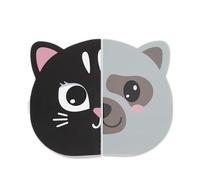 Back2Fun - Pack de 2 Cuadernos Infantiles con Forma de Carita de Animal, Cada Cuaderno Liso tiene 34 Hojas y Lomo Cosido, Mini Libreta de Notas, Portadilla para Nombre, Gatita-Perrito