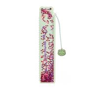 Back2Fun - Regla Escolar de 15 cm con Purpurina Líquida, Diseño de Ranita Verde, Incluye Marcapáginas Metálico con Charm, Papelería Original Infantil