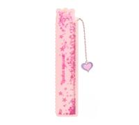 Back2Fun - Regla Escolar de 15 cm con Purpurina Líquida, Diseño de Unicornio Rosa, Incluye Marcapáginas Metálico con Charm, Papelería Original Infantil