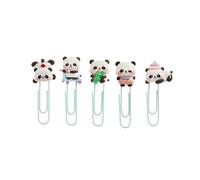 Back2Fun - Set de 5 Clips de Panda en 3D para tu Escritorio, Sujetapapeles Divertidos de Resina Cute Estilo Kawaii, Material Escolar para la Vuelta al Cole