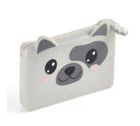 Back2Fun - Tarjetero Infantil con Bolsillo Exterior para una Tarjeta de Transporte, Portatodo de Silicona Multiusos: Llaves, Monedas o Pequeños Objetos, Orejitas en Relieve, Estilo Kawaii, Perrito