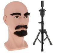 Backbayia Cabeza de maniquí para hombre, estantería de peluca, expositor de gorra con soporte