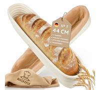 Backefix - Cesta de fermentación ovalada de 44 cm, hecha a mano de ratán con tela de lino, accesorio para hornear pan ideal para hornear pan en casa