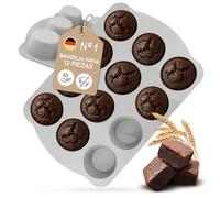 Backefix KOMFORT - 12 moldes grandes de silicona para magdalenas grandes, 7,5 x 4 cm de alto, antiadherentes, de silicona, estándares alemanes, sin BPA, 12 moldes de silicona aptos para lavavajillas
