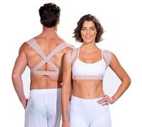 BackEmbrace Corrector de postura para mujeres y hombres, fabricado en Estados Unidos, soporte de hombro delgado y ajustable, soporte de espalda para aliviar el dolor de espalda, llovizna de arena M/L