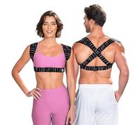 BackEmbrace Corrector de postura para mujeres y hombres, fabricado en Estados Unidos, soporte de hombro delgado y ajustable, soporte de espalda para aliviar el dolor de espalda, llovizna negra M/L