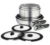 Backen 199911, juego de cocina, 11 piezas, asas desmontables, tapas de vidrio, inducción, acero inoxidable, revestimiento antiadherente, apilable, apto para lavavajillas, garantía 5 años.