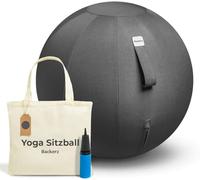Backerz Sitzball 55 cm - Asiento ergonómico para oficina y oficina en casa - Tejido duradero, pelota de gimnasia, pelota de fitness, silla de pelota de pelota con apoyo de pelota - Funda de lino