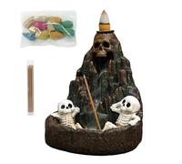 Backflow Incense Burner, Skull Rockery Incense Holder, Spooky Halloween Decor with Flowing Effect for Festival Altar, Outdoor Ceremony, Bathroom, Yoga Room, Desk, and Home Decoration