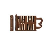 Backgammon Especial de Cuero Mocca - Se enrolla, Fabricado en Cuero al 100% - Original Desde 1998 - Un Regalo Ideal para campistas y Aficionados a los Viajes - 25x34cm (Moca)