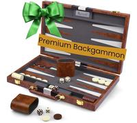 Backgammon - Juego de backgammon para adultos y niños - Viajero y compacto - Tabla de 15 pulgadas y 32 piezas en un juego