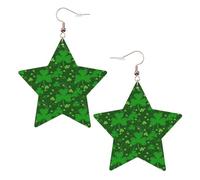 Background - Pendientes de fiesta con purpurina para el día de San Patricio para mujer, aretes colgantes de estrella brillante, joyería de gota de moda para salidas nocturnas, One Size, Cuero