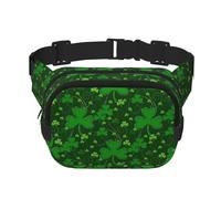 background - Riñonera cuadrada con estampado de purpurina para el día de San Patricio con correa ajustable, Negro -, Talla única