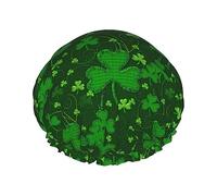 Background St Patrick's Day - Gorros de ducha grandes con estampado de purpurina, gorro de pelo con banda elástica, doble capa impermeable, para mujeres y hombres
