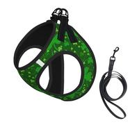 Background St Patrick's Day - Juego de correa de arnés para gatos y perros, reflectante ajustable, chaleco de malla suave transpirable con correa a prueba de escapes, para mascotas pequeñas y