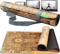 BACKLAXX® Esterilla de Yoga de Corcho y Caucho Natural, Antideslizante