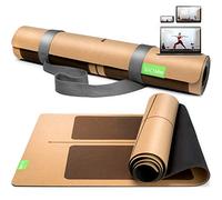 BACKLAxx ® Esterilla yoga de corcho con caucho natural - Esterilla yoga antideslizante libre de contaminantes con zonas antideslizantes - in orrea de estera y videos de aplicación - Yoga mat