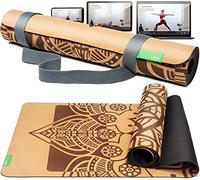 BACKLAxx ® Esterilla yoga de corcho con caucho natural - Esterilla yoga antideslizante libre de contaminantes con zonas antideslizantes - in orrea de estera y videos de aplicación - Yoga mat