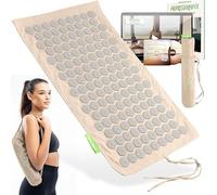 BACKLAxx ® Juego de alfombrillas de acupresión To-Go "Original", esterilla de acupuntura con púas para masaje y relajación de cuello y hombros, esterilla de masaje para acupresión (natural)
