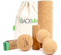 BACKLAXX® Set Rodillo de Masaje de Corcho con Bola, Fascias & Espalda