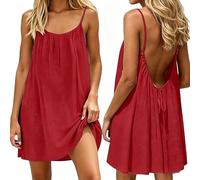 Backless Cami Dress for Women, Sleeveless Lounge Dress with Open Back (#1,S)