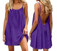 Backless Cami Dress for Women, Sleeveless Lounge Dress with Open Back (#2,M)