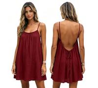 Backless Cami Dress for Women, Sleeveless Lounge Dress with Open Back (#7,S)