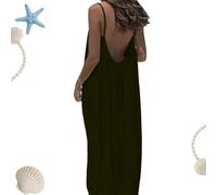 Backless Cami Dresses for Women Open Back Cami Dress Sleeveless House Dress Backless Long Sundress with Back Tie (Dark Olive,5XL)