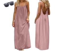 Backless Cami Dresses for Women,Summer Casual Sleeveless House Lounge Dresses,Spaghetti Strap Flowy Long Beach Sundress