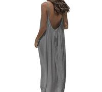 Backless Lounge Dress - Casual Sleeveless Cami House Dress for Women Soft Loose Fit Summer Gown, for Beach Vacation (S,5XL)
