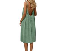 Backless Lounge Dress - Casual Sleeveless Cami House Dress for Women Soft Loose Fit Summer Gown, for Beach Vacation Mode