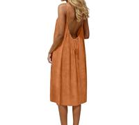 Backless Lounge Dress - Casual Sleeveless Cami House Dress for Women Soft Loose Fit Summer Gown, for Beach Vacation Mode