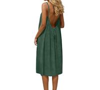Backless Lounge Dress - Casual Sleeveless Cami House Dress for Women Soft Loose Fit Summer Gown, for Beach Vacation Mode