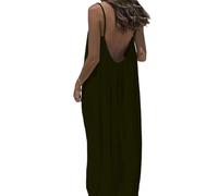Backless Lounge Dress - Casual Sleeveless Cami House Dress for Women Soft Loose Fit Summer Gown, for Beach Vacation (C,S)