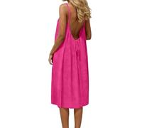 Backless Lounge Dress - Casual Sleeveless Cami House Dress for Women Soft Loose Fit Summer Gown, for Beach Vacation Mode