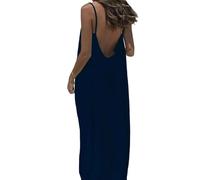 Backless Lounge Dress - Casual Sleeveless Cami House Dress for Women Soft Loose Fit Summer Gown, for Beach Vacation (O,XXL)