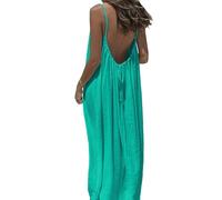Backless Lounge Dress - Casual Sleeveless Cami House Dress for Women Soft Loose Fit Summer Gown, for Beach Vacation (B,XXL)