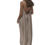 Backless Lounge Dress - Casual Sleeveless Cami House Dress for Women Soft Loose Fit Summer Gown, for Beach Vacation (L,M)