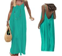 Backless Sleeveless House Dress for Women - Long Tie-Front LoungeDress, Loose Fit Open Back Cami Dresses for Vacation (E,L)