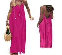 Backless Sleeveless House Dress for Women - Long Tie-Front LoungeDress, Loose Fit Open Back Cami Dresses for Vacation (C,M)