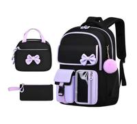 Backpack for Girls with Lunchbox 3Pcs Waterproof Bow with Pencil Case